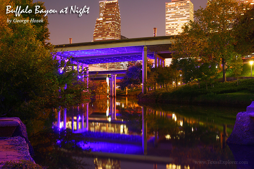 Buffalo Bayou at Night, Houston Texas
