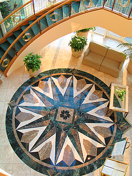 Moody Gardens luxurious lobby area.